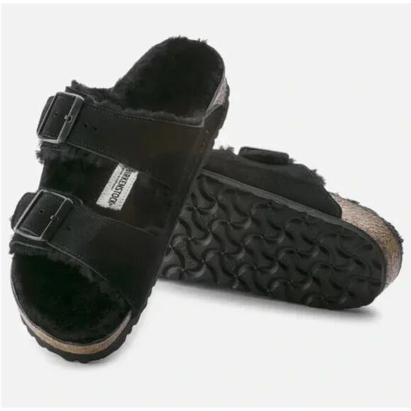 Birkenstock Arizona Shearling Suede Leather Sandal 37 NWT - Picture 1 of 4